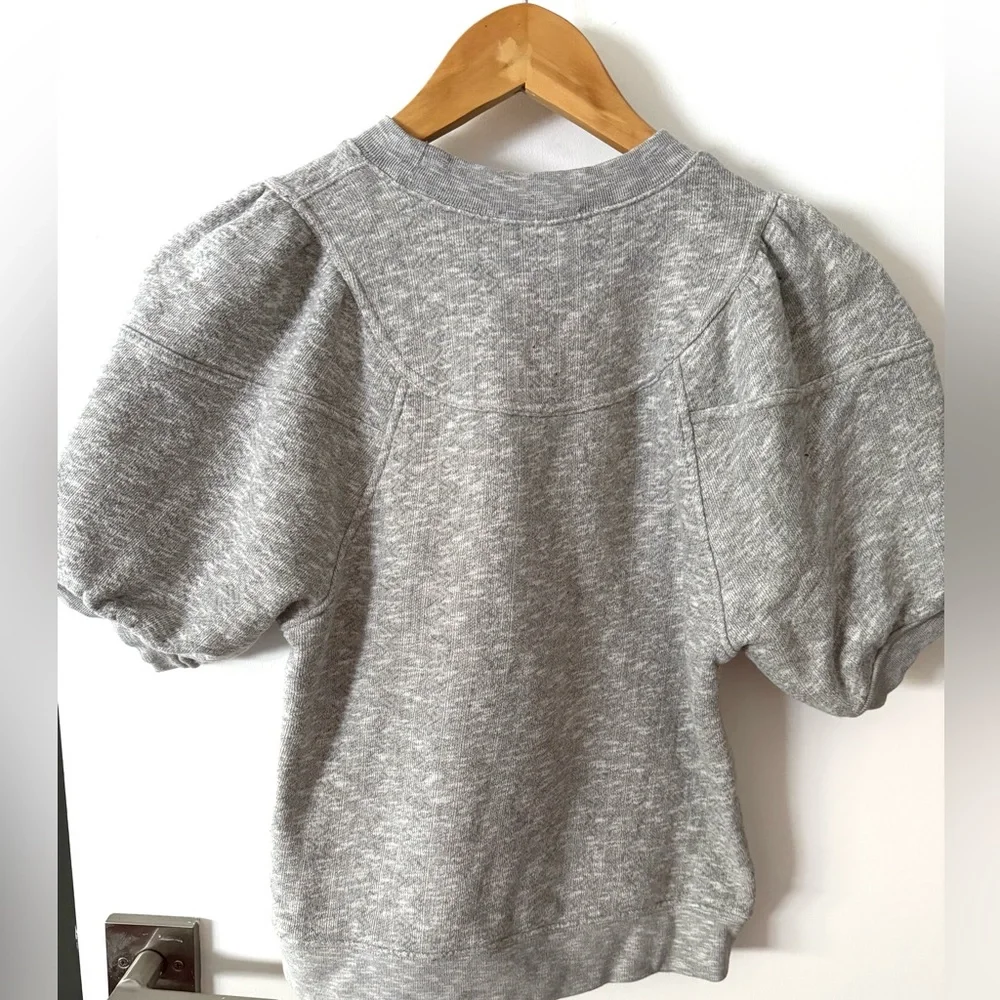 Ulla Johnson Gray Puff Short Sleeve Sweatshirt - Size S - Picture 2 of 4